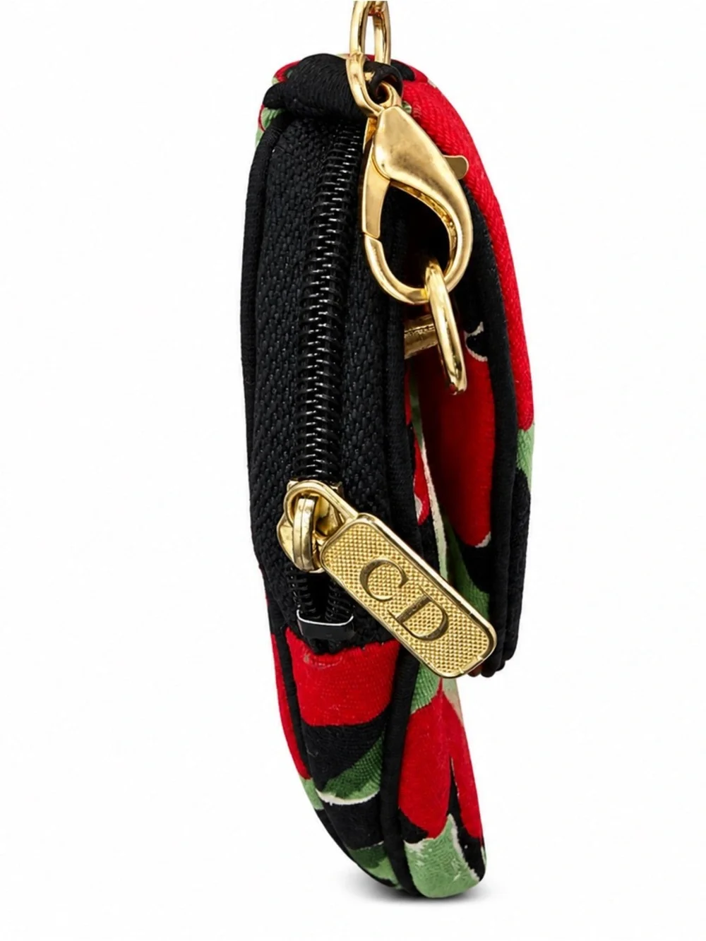 Christian Dior Vintage Women Floral Canvas Chain Strap Converted Crossbody Bag